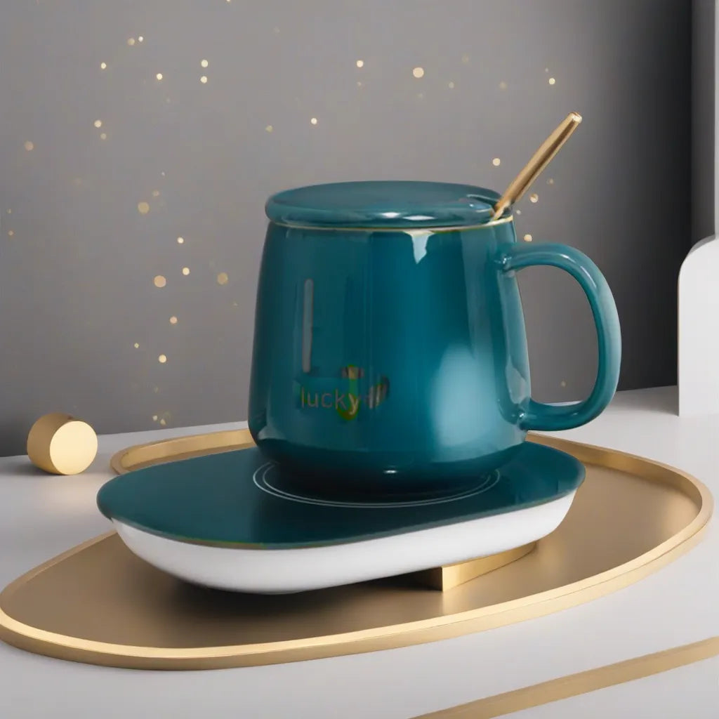 Mug With Lid Spoon Ceramic Thermostat 55 Degree Cup Household Cup